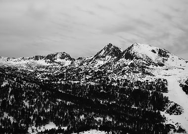 Pyrenees Mountain covered in snow.