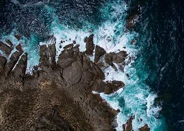 Top down photo of coastline of Yorke Peninsula, South A ...