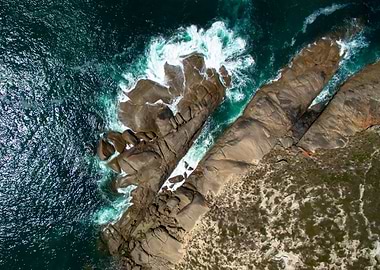 Top down photo of coastline of Yorke Peninsula, South A ...