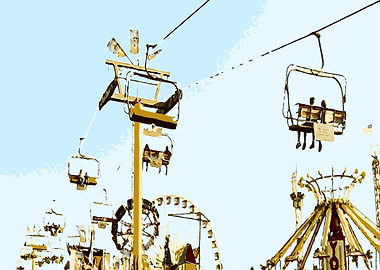 cable car with blue sky at the fairground