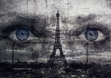 eyes of a woman with eiffeltower...miss you in Paris