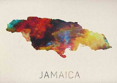 Watercolor Map of Jamaica.