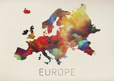 Watercolor Map of Europe.