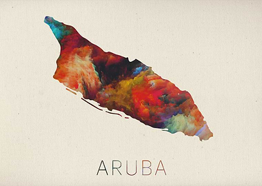 Watercolor Map of Aruba.