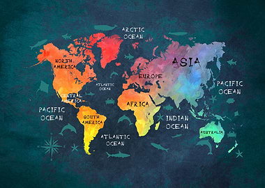 World map color