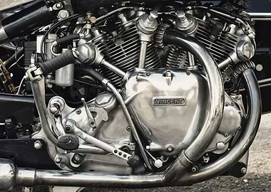 close up of a classic british vincent motorcycle