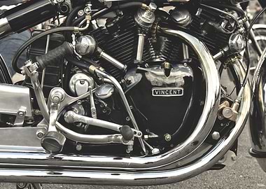 close up of a british motorcycle VINCENT