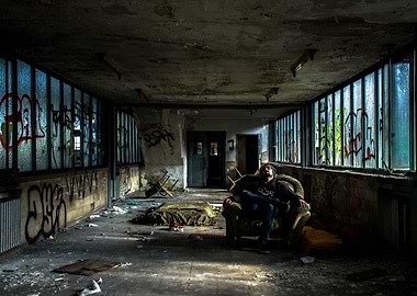 me, sitting in an old factorry in my hometown