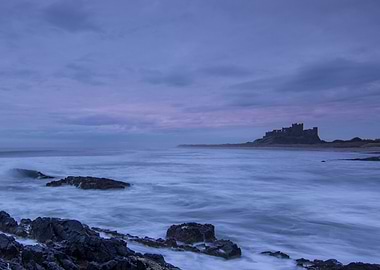 A long exposure of Bamburgh Castle, Northumberland, tak ...