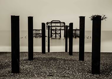 The West Pier Brighton, has been destroyed by fire and ...