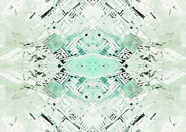 An abstract composition with a light green tiles creati ...