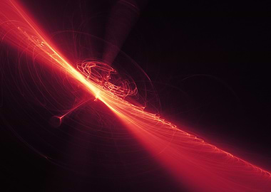 An abstract painting in red color.