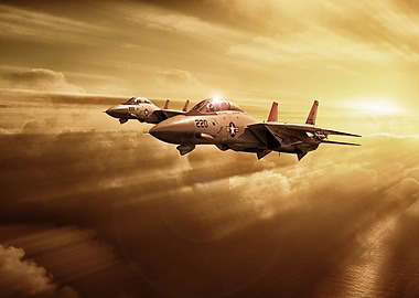 F14 Tomcats and the setting sun