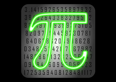A neon, green pi symbol to celebrate Pi Day.