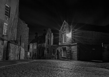 The road up to Durham Cathedral, at night