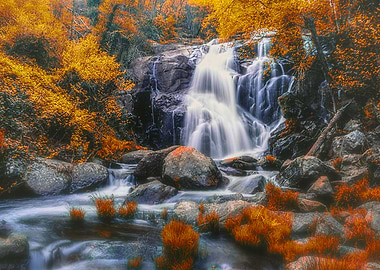 Waterfall in the gorge Las Nogaledas-Caceres-Extremadur ...