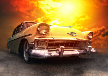 Old vintage American 56 Chevy Belair.. edited in Photo ...