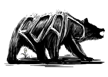 'bear says' (black and white version)