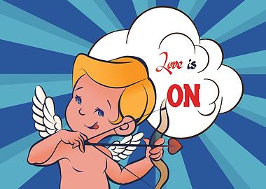 Cupid Amur turn Love is On Pop-Art/ Cute smiling arch ...