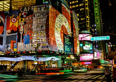The corner of Broadway and Times square. One of the mos ...