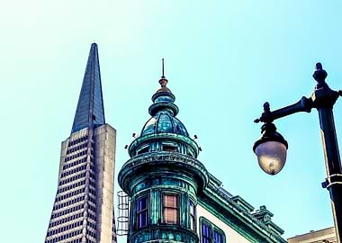 pyramid building and vintage style building at San Fran ...