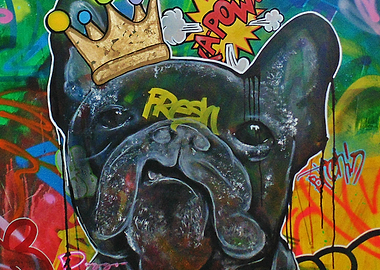 French Bulldog in a street art style. His name is Fresh ...
