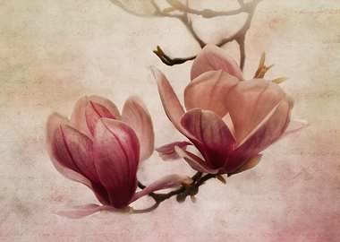 beautiful magnolia in vintage look