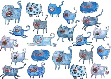 Funny Blue Cats & Kittens jumping