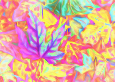 Cheerful abstract leaves in bright shades of pink, purp ...