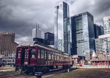 Tall, cool-toned skyscrapers of Toronto's finance distr ...