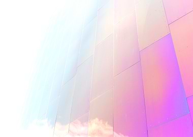 Glass wall rainbow reflection