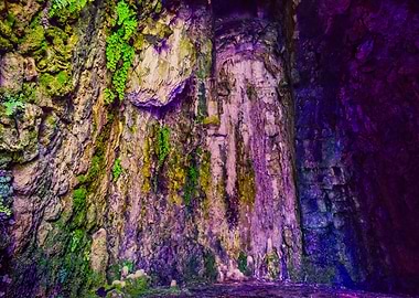 Wall in the cave of La Granja in Esporles, Palma de Mal ...