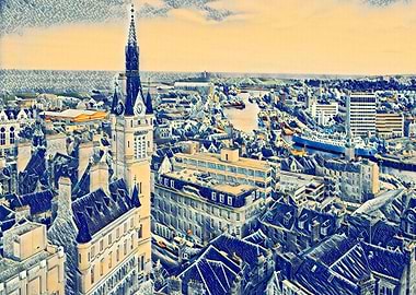 Aberdeen City Town Hall and Harbour, Scotland . Built ...