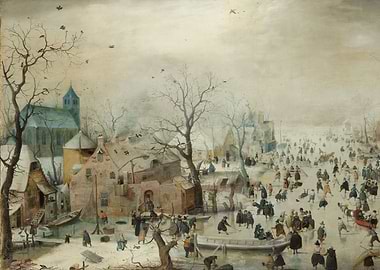 Hendrick Avercamp - Winter Landscape with Ice Skaters,c ...