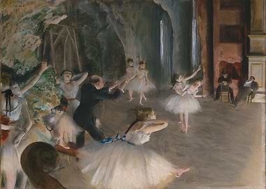 Edgar Degas - The Rehearsal Onstage, ca. 1874, Pastel o ...