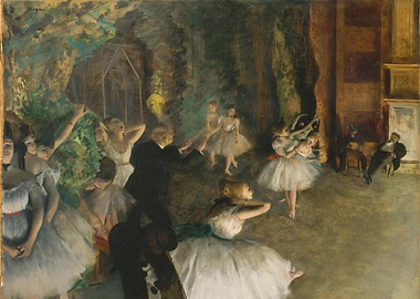 Edgar Degas - The Rehearsal of the Ballet Onstage, ca. ...