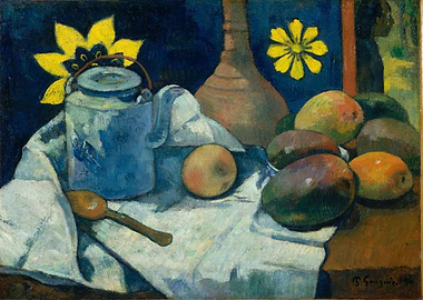 Paul Gauguin - Still Life with Teapot and Fruit, 1896, ...