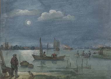 Hendrick Avercamp - Fishermen by Moonlight, c. 1595 - 1 ...