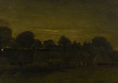 Vincent van Gogh - Farming Village in Twilight, 1884, o ...