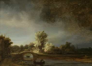 Rembrandt Harmensz van Rijn - Landscape with a Stone Br ...
