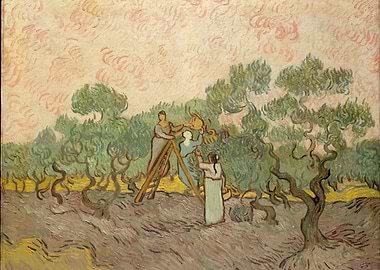 Vincent van Gogh - Women Picking Olives, 1889, oil on c ...