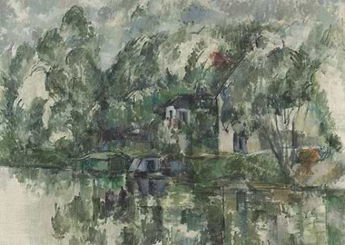 Paul Cézanne - At the Water's Edge, c. 1890, oil on can ...