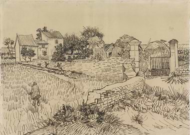 Vincent van Gogh - Farm in Provence, c. 1888, pen on pa ...