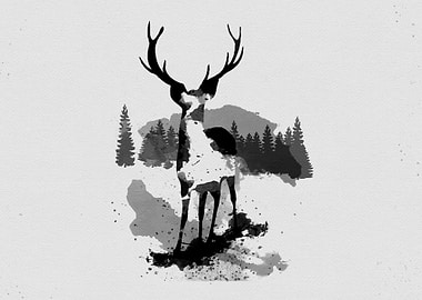 Deer - Watercolor Style