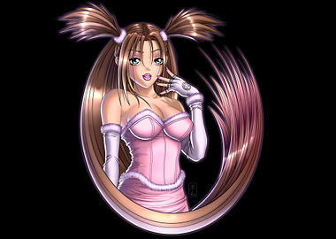 Big hair manga girl - pink