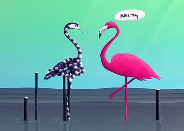 Nice Try, Flamingo! | Digital Art, 2017