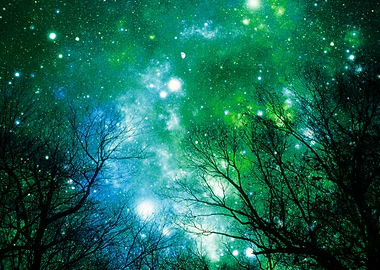 Mysterious turquoise & green nebulous space behind star ...