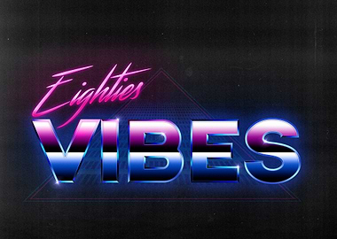 Eighties Vibes Chrome Neon Retro Poster