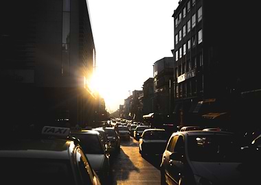 Sunset in the Athens streets.
