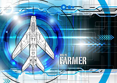 Mig 19 Farmer Digital Blueprint Art work